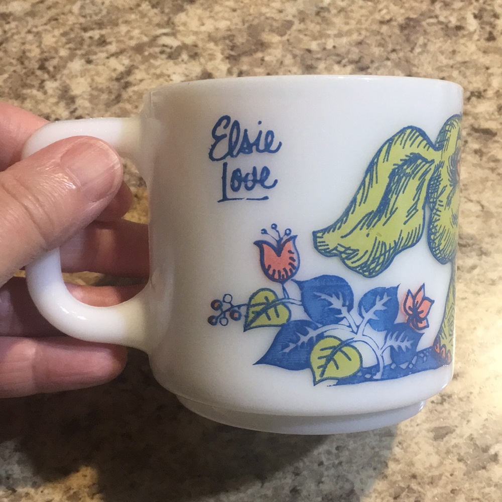 Elsie Love vintage CottageCore milk glass mug